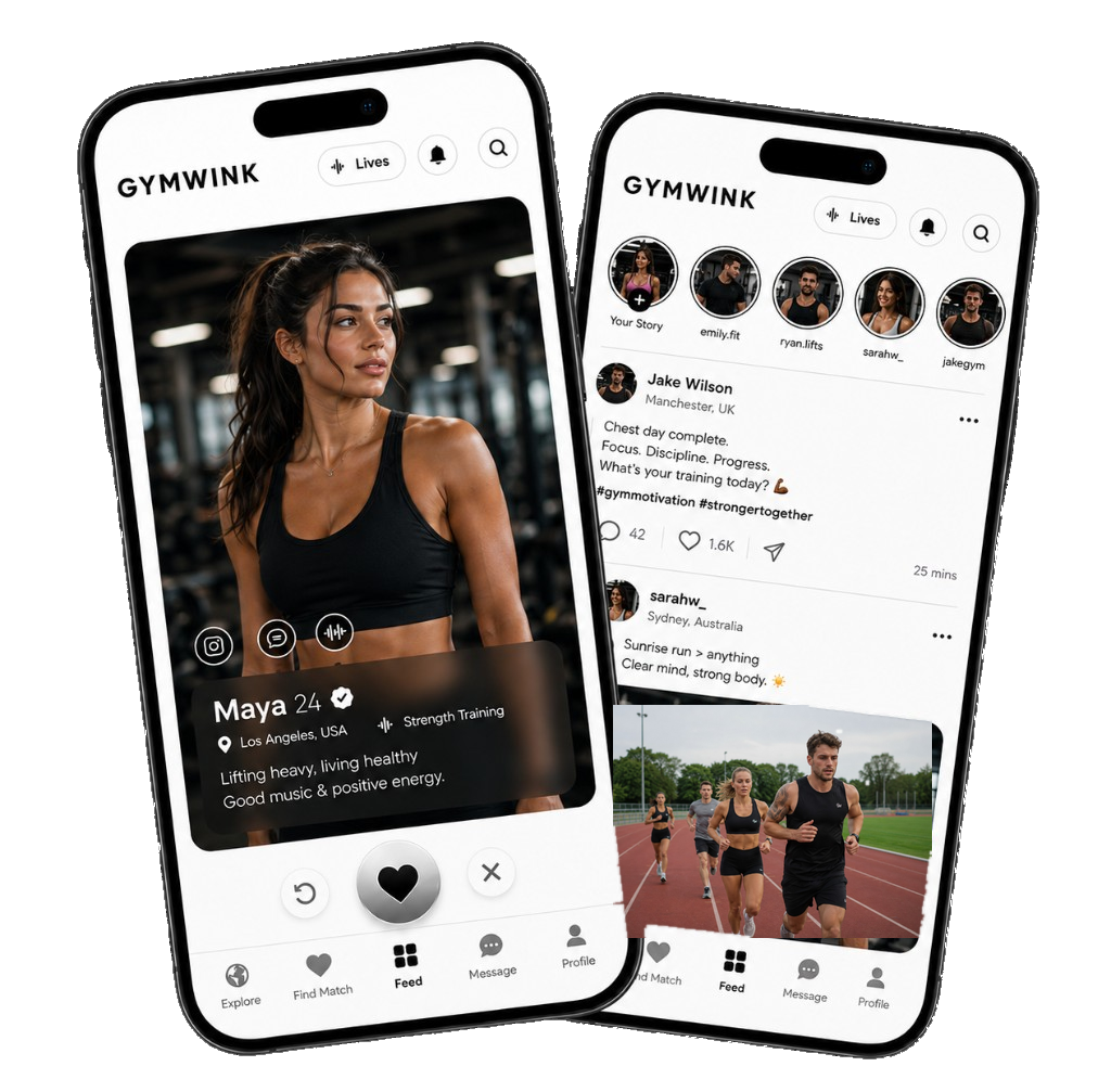 GYMWINK app — discover profiles and social fitness feed